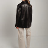 Veste en cuir style militaire