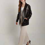 Veste en cuir style militaire