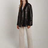 Veste en cuir style militaire