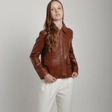Veste en cuir marron