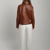 Veste en cuir marron