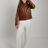 Veste en cuir marron