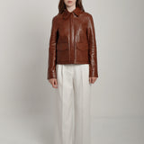 Veste en cuir marron