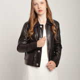 Veste en cuir à boutons