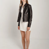 Veste en cuir à boutons