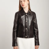 Veste en cuir à boutons