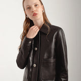 Veste en cuir à boutons