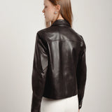 Veste en cuir à boutons